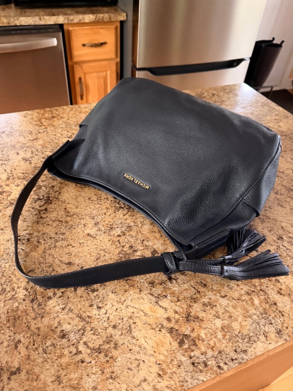 Michael Kors Navy Ashbury Leather Hobo Bag
